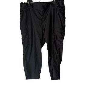 Duluth Trading Black Cargo Pants Womens 18W Elastic‎ Waist Pockets Lightweight